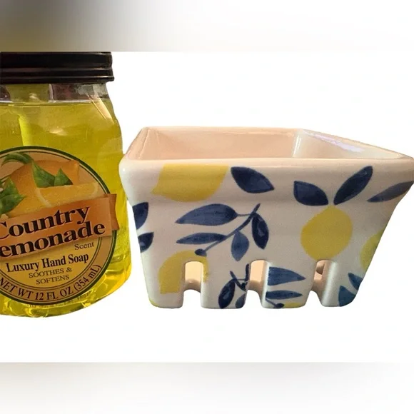Porcelain Berry Basket with Lemon Handwash and Lemon Candle. - Picture 4 of 10